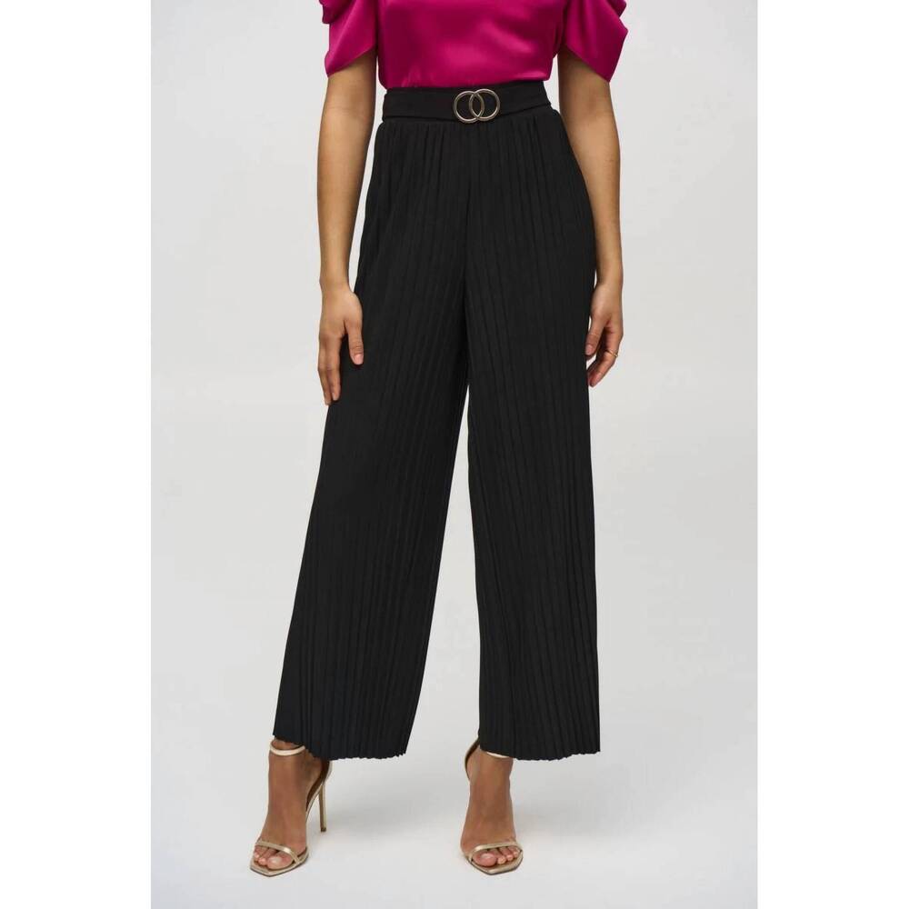 NEW JOSEPH RIBKOFF pleated pull on wide-leg pants in black